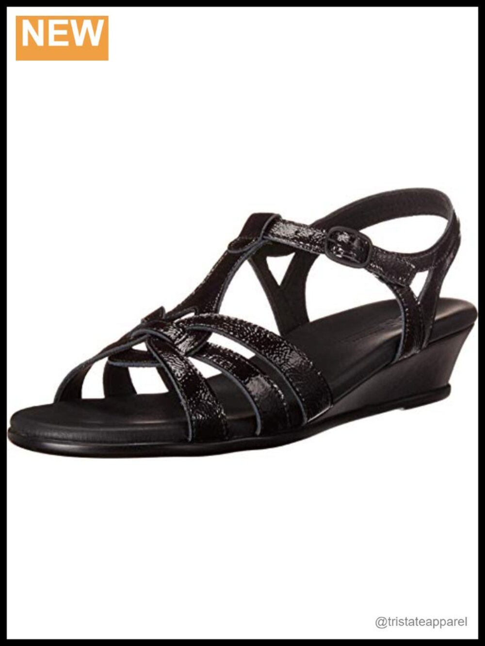 SAS Aurora Italian Leather Wedge Sandal Open Toe Buckle Slingback
